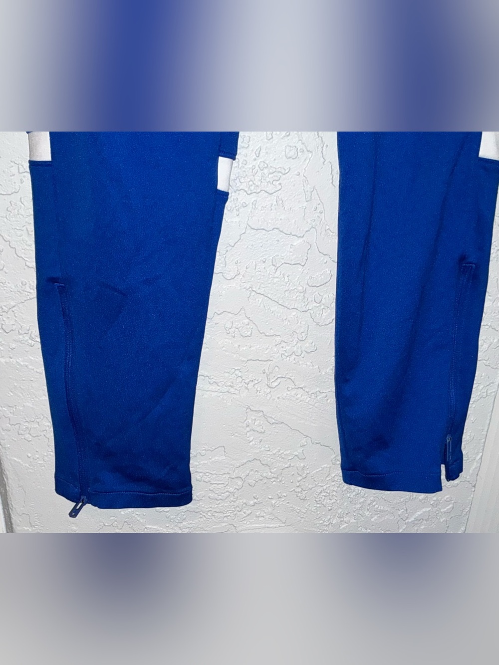 Under Armour Royal Blue & White Warm Up Pants with Zipper on Ankles - Picture 3 of 8
